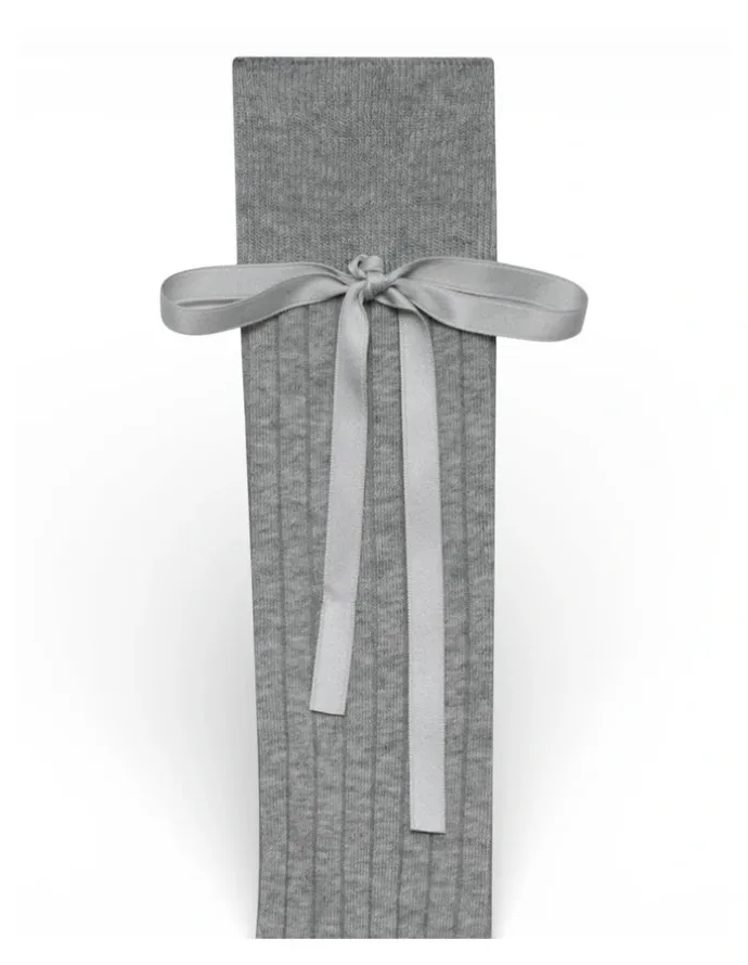 High Heel Jungle Prima Cotton With Satin Ribbon Socks in Grey