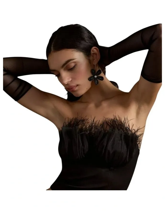 High Heel Jungle The Lily Long Mesh Gloves in Black