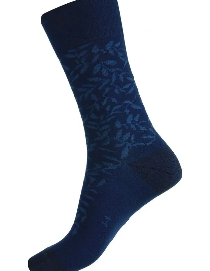 Humphrey Law Merino Wool Blend Health Over The Calf Socks in Navy/Denim
