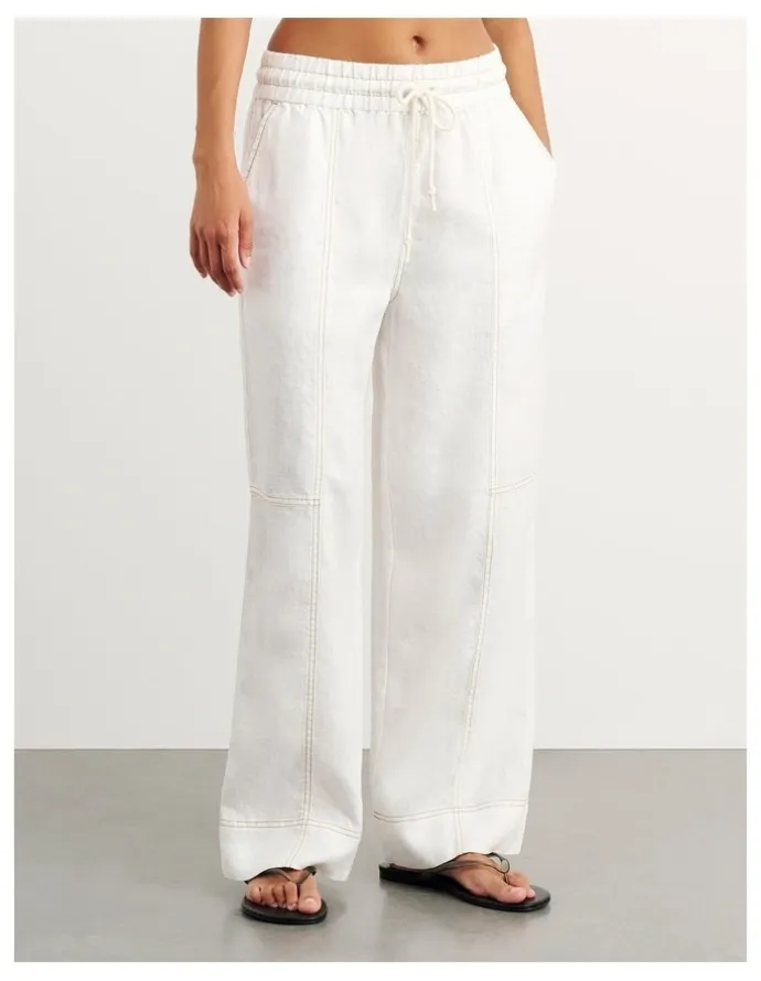 JAG Sabine Linen Relaxed Leg Pant in White