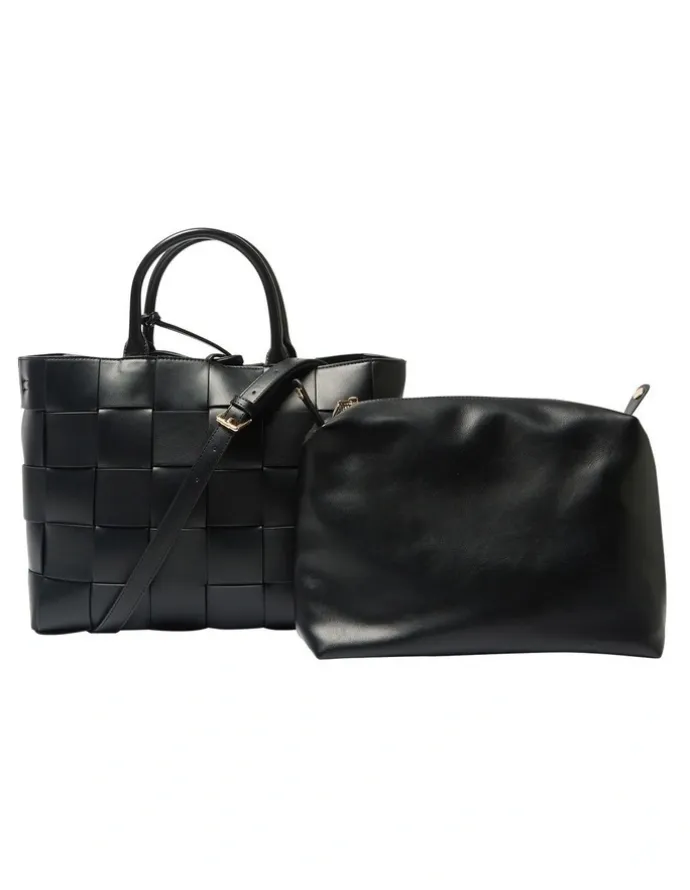 Jane Debster Dice Tote Bag in Black Weave
