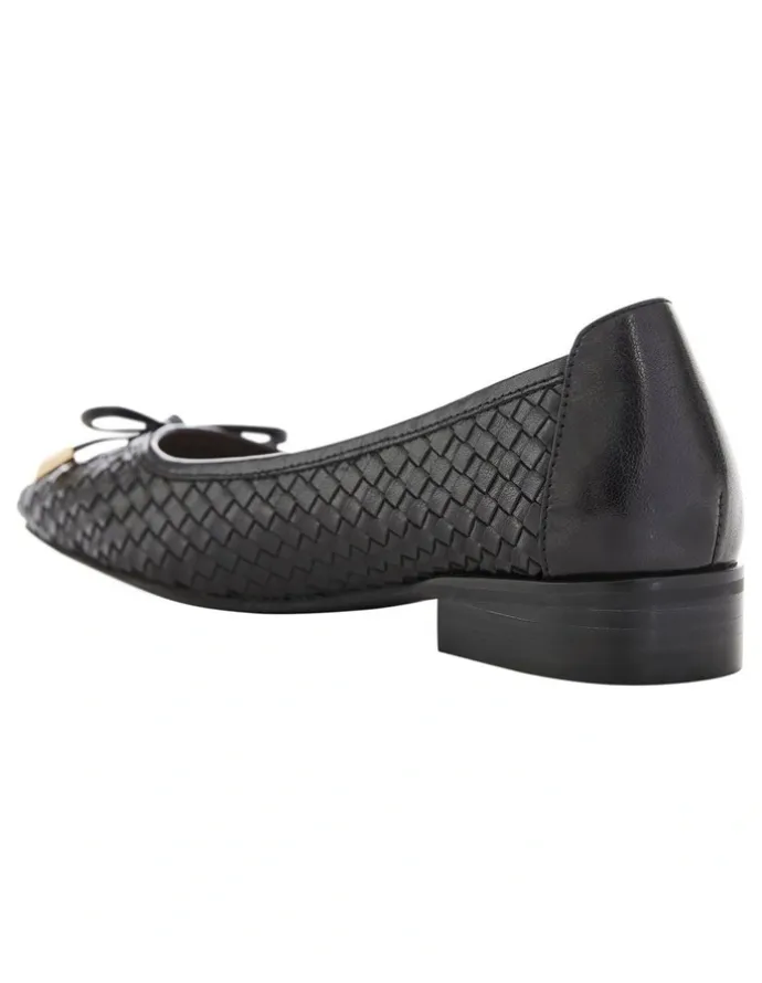 Jane Debster Frances Flat Shoes in Black Weave
