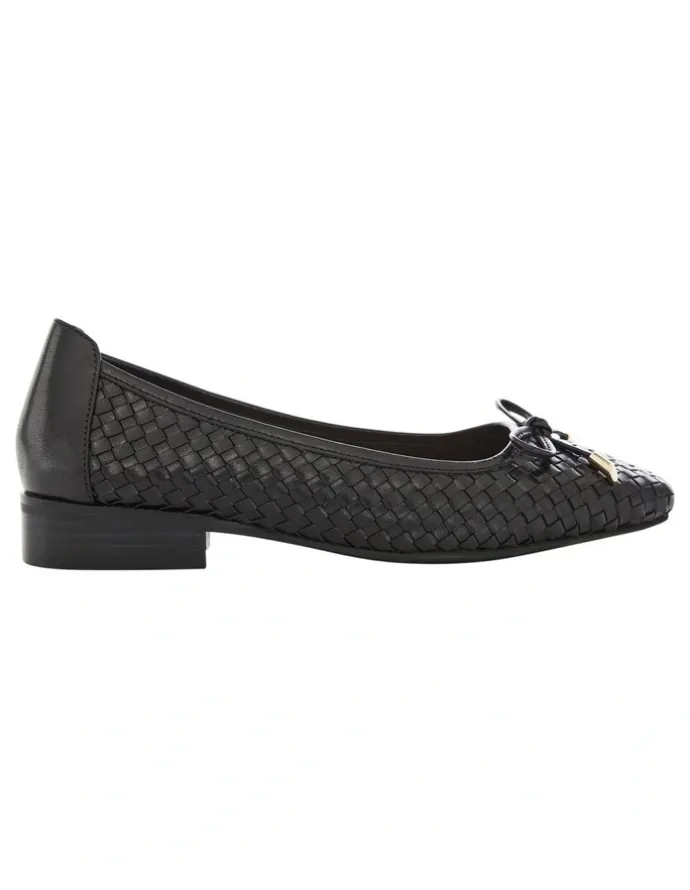Jane Debster Frances Flat Shoes in Black Weave