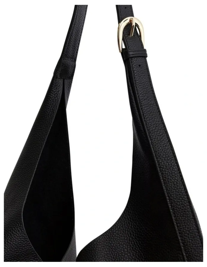 Jane Debster H-Quay Shoulder Bag in Black Tumbled Leather