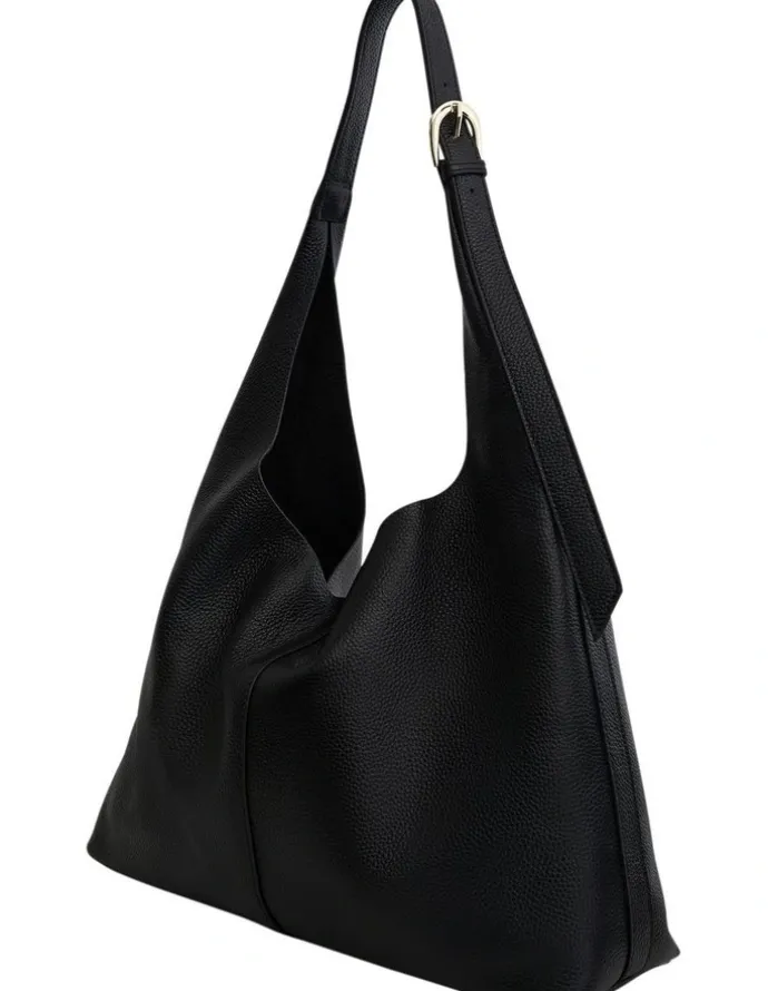 Jane Debster H-Quay Shoulder Bag in Black Tumbled Leather