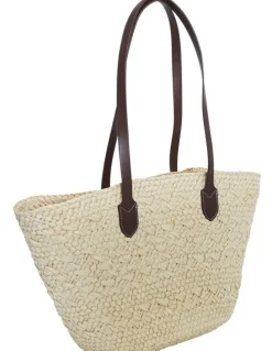 Jane Debster Munich Bag in Chocolate/Off White Raffia