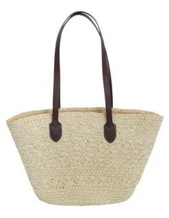 Jane Debster Munich Bag in Chocolate/Off White Raffia