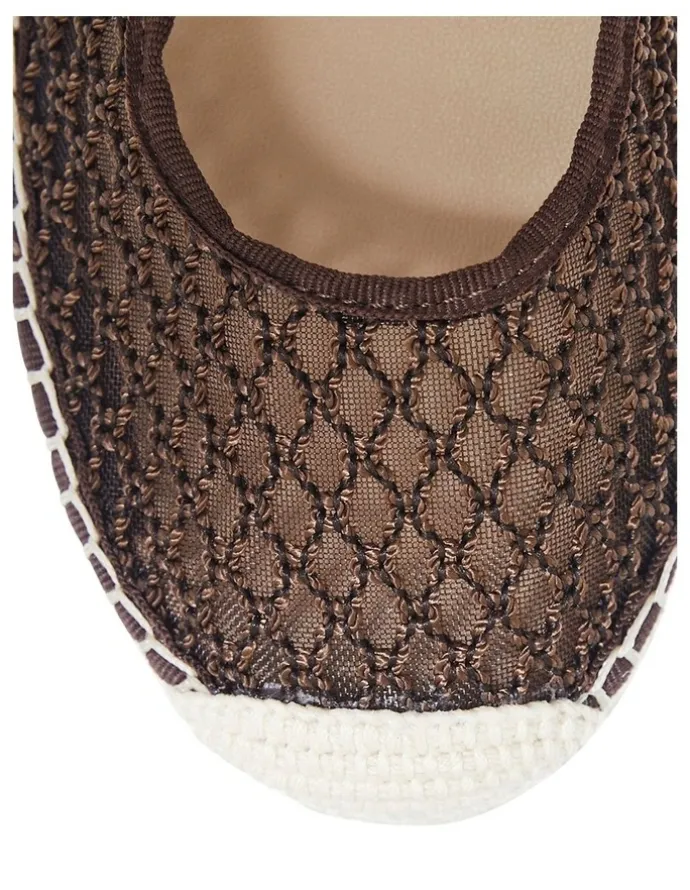 Jane Debster Portugal Flat Shoes in Chocolate Mesh