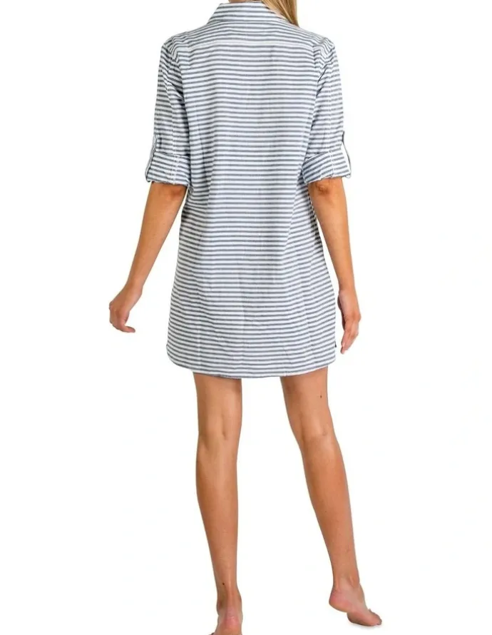 Jantzen Stripe Button Through Shirt Dress Blue