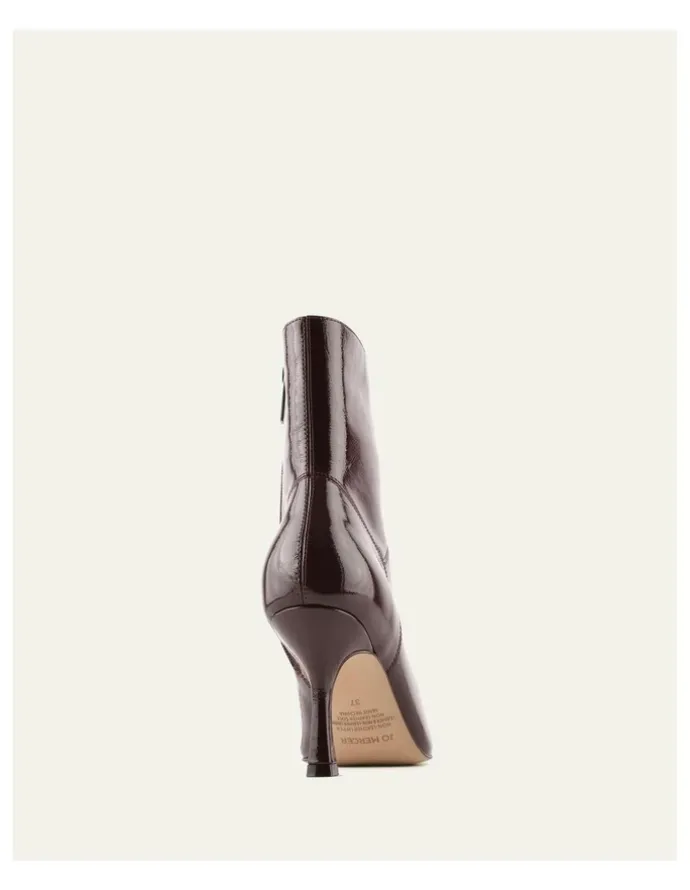 Jo Mercer Amari High Ankle Boots in Merlot Crinkle Patent