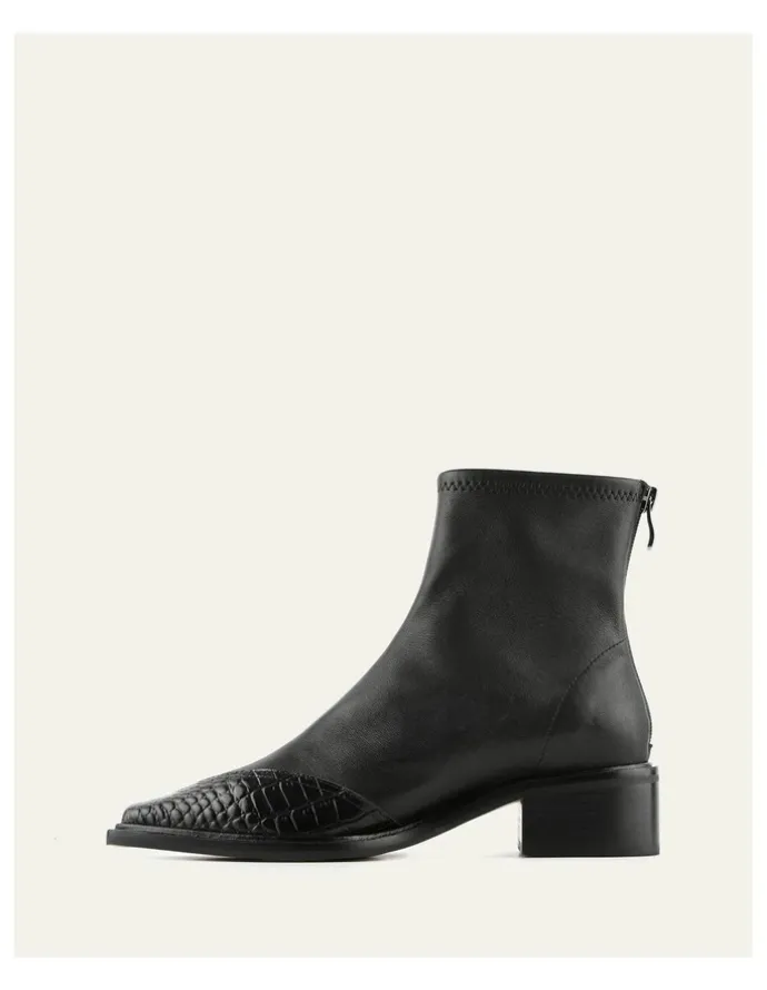 Jo Mercer Oracle Flat Ankle Boots in Black Multi
