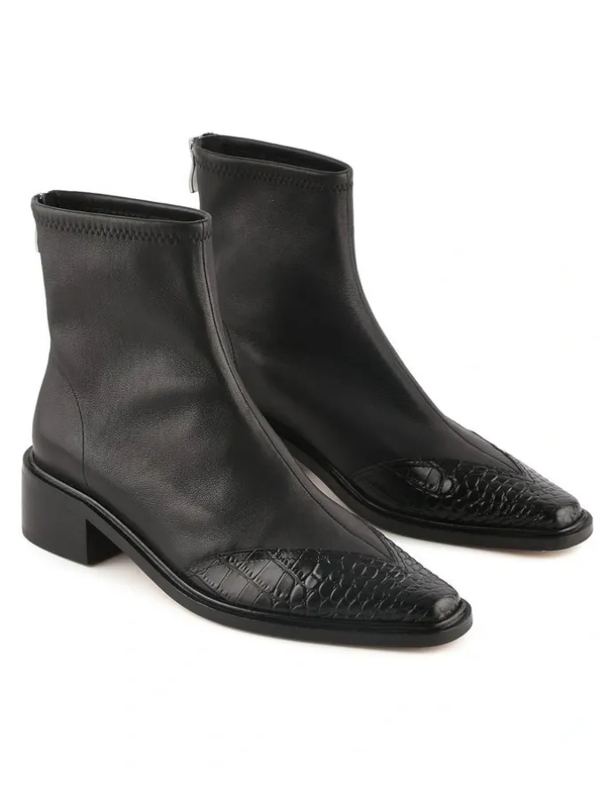 Jo Mercer Oracle Flat Ankle Boots in Black Multi