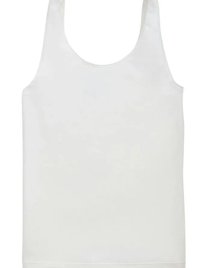 Lauren Ralph Lauren Cotton & Lace Scoop Neck Tank Top in Silk White