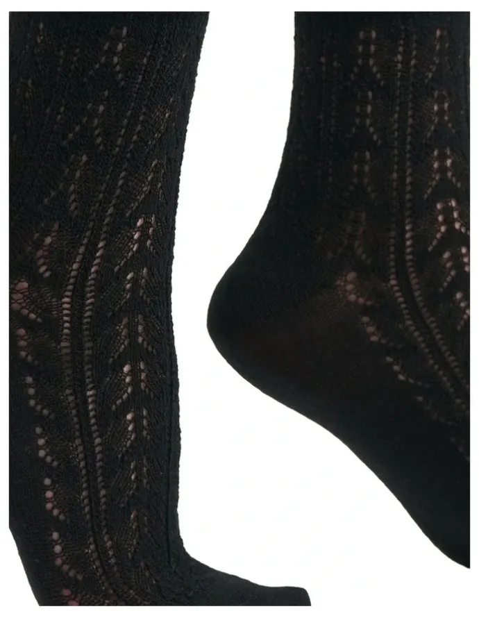 Levante Mia Pointelle Sock in Nero