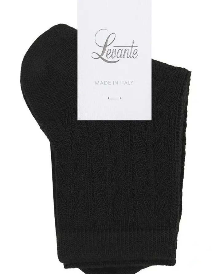 Levante Mia Pointelle Sock in Nero