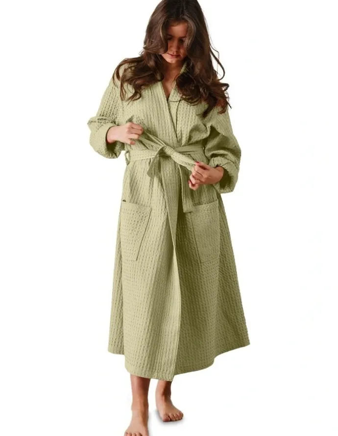 Linen House Keaton Robe in Green Gum