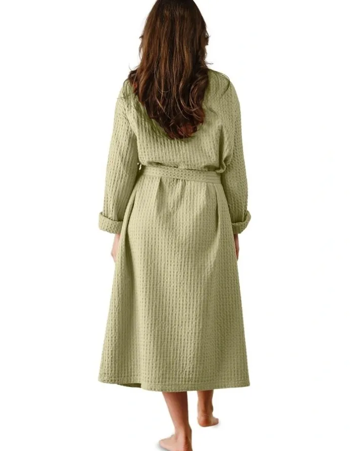 Linen House Keaton Robe in Green Gum