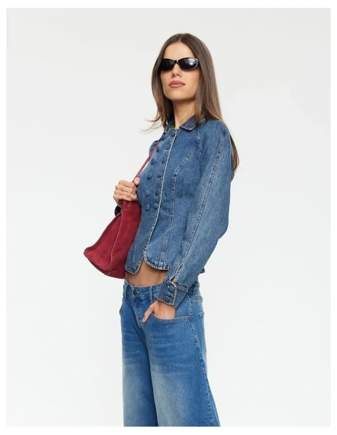 Lioness Form Jacket in Mid Blue Denim