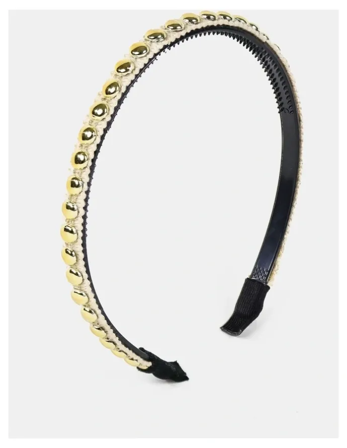 Lustre & Sage Elaine Stud Skinny Headband - White