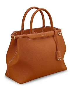 MAISON de SABRÉ The Large Palais Leather Top Handle Bag in Pecan Brown