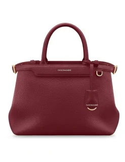 MAISON de SABRÉ The Medium Palais Leather Top Handle Bag in Plum Red