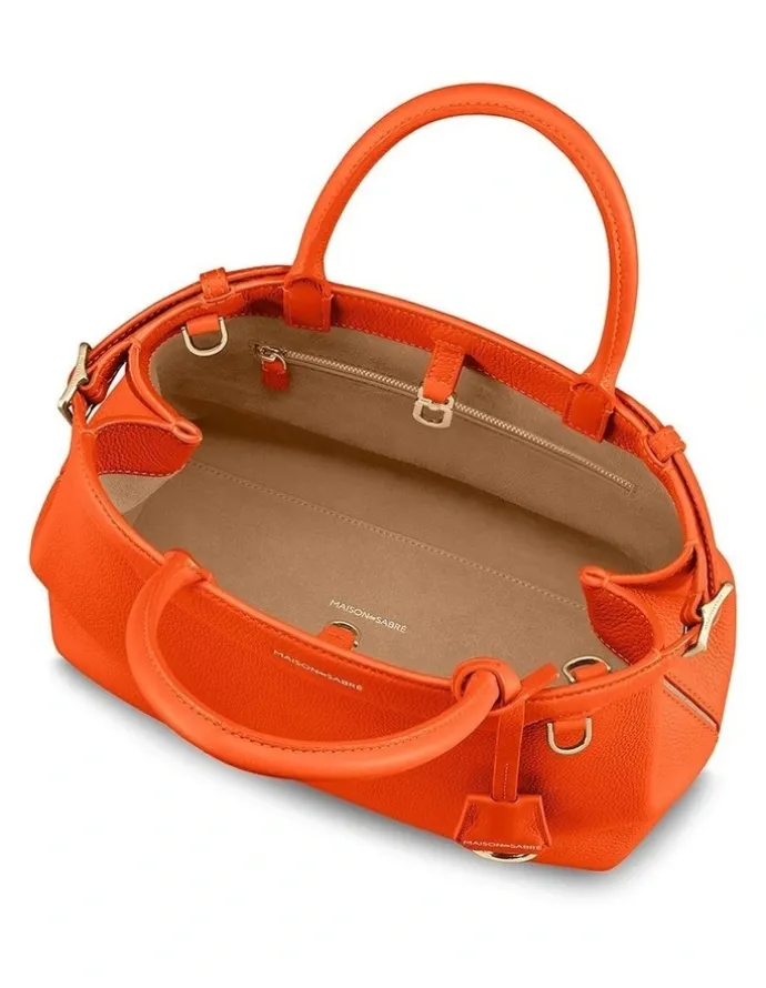 MAISON de SABRÉ The Medium Palais Leather Top Handle Bag in Manhattan Orange