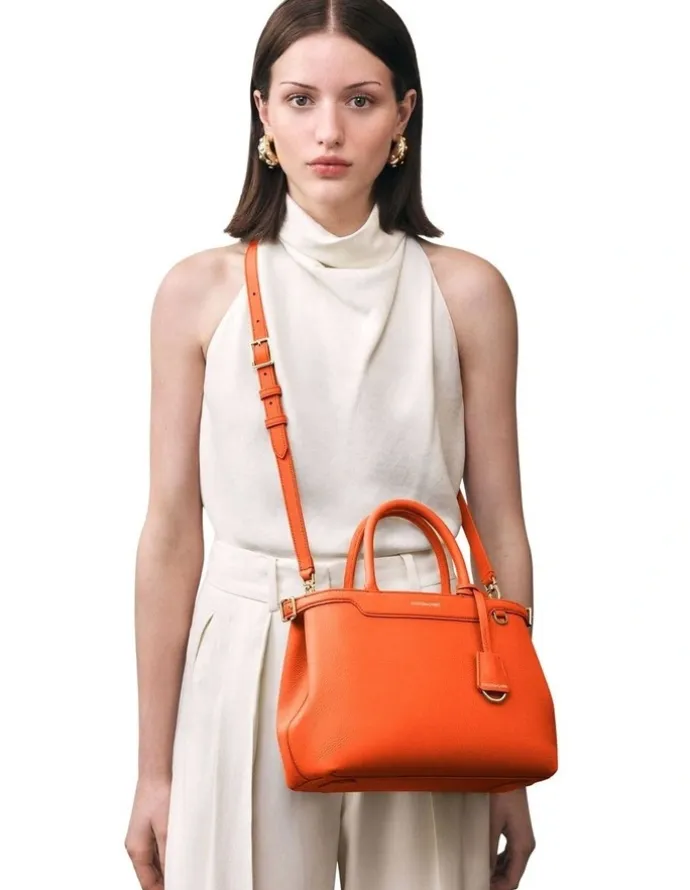 MAISON de SABRÉ The Medium Palais Leather Top Handle Bag in Manhattan Orange