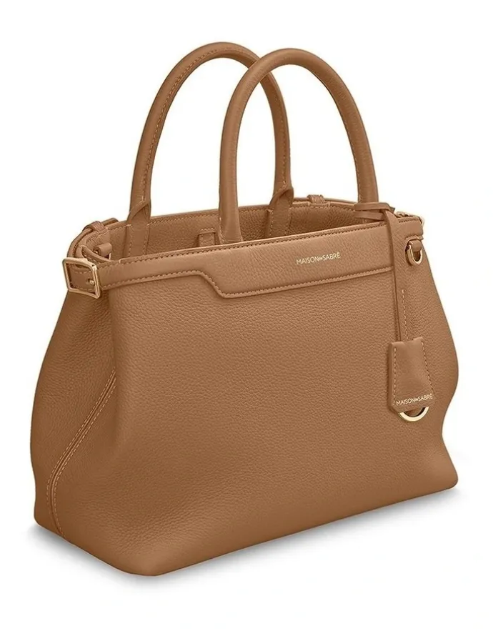 MAISON de SABRÉ The Medium Palais Leather Top Handle Bag in Sandstone Brown