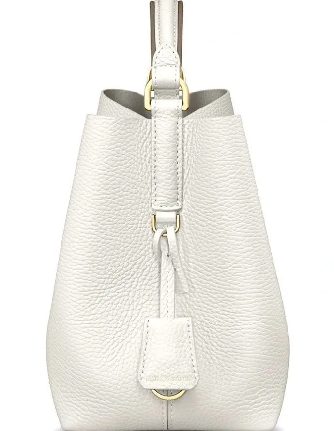 MAISON de SABRÉ The Mini Leather Bucket Bag in Foam Cashmere