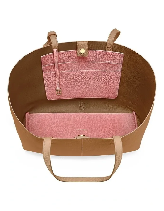 MAISON de SABRÉ The Snap Leather Tote in Sandstone Lily