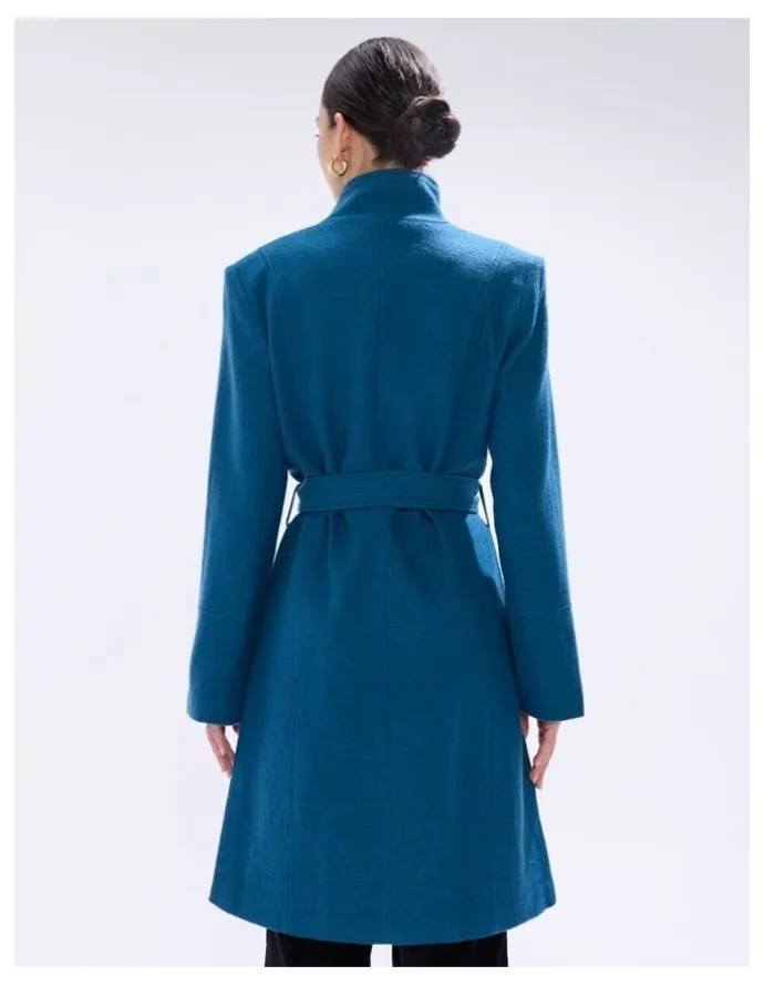 Marcs Francesca Felted Wool Coat in Teal