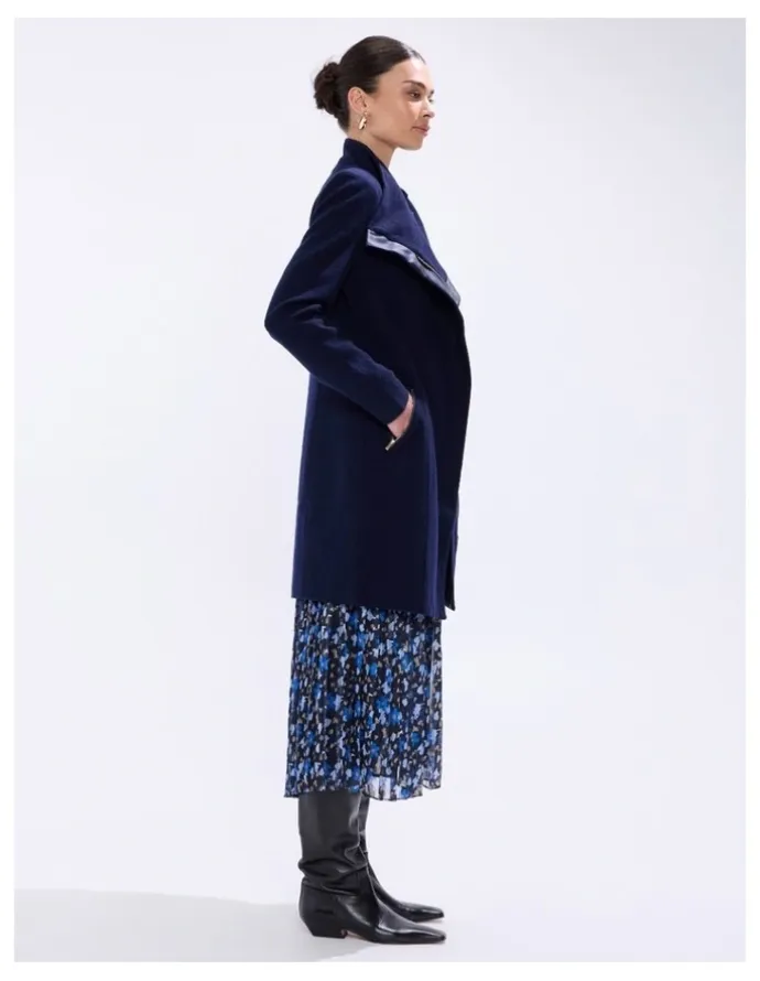 Marcs Sophie Felted Wool Coat in Moonlit Navy