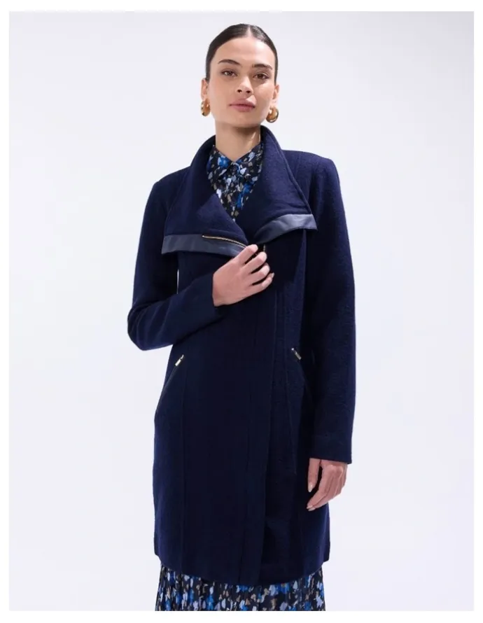 Marcs Sophie Felted Wool Coat in Moonlit Navy