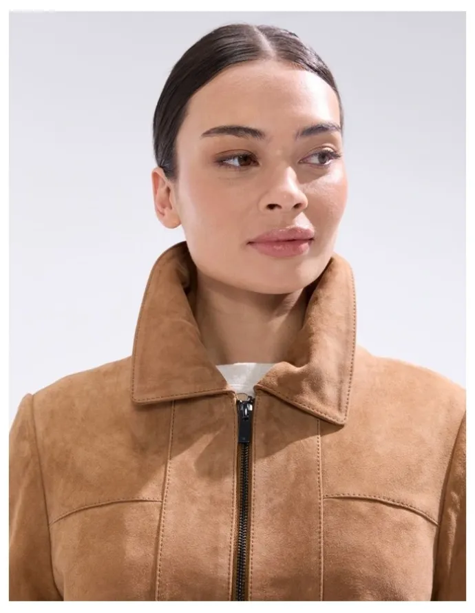 Marcs Toni Leather Suede Jacket in Rustic Brown