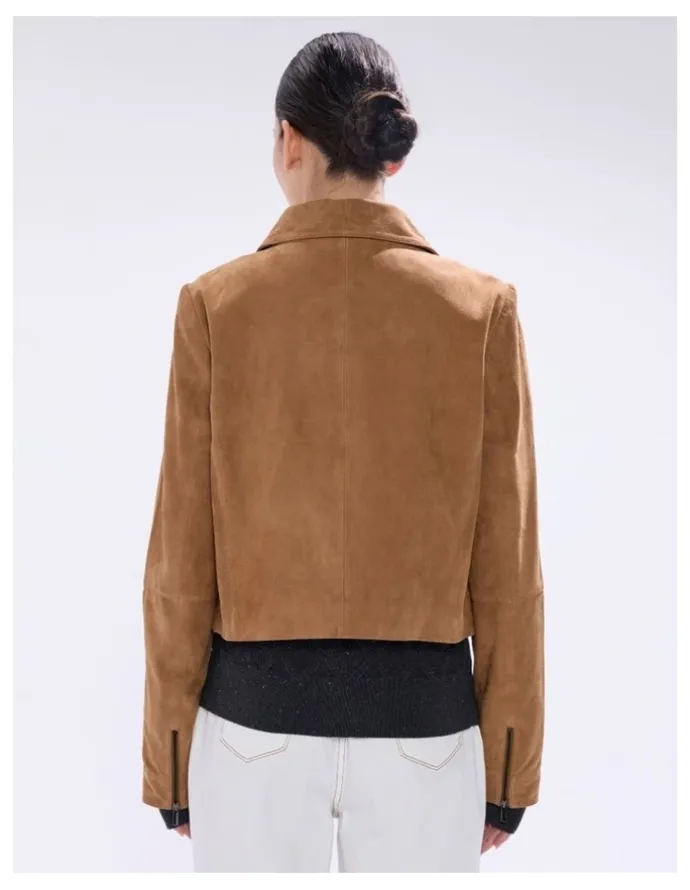 Marcs Toni Leather Suede Jacket in Rustic Brown