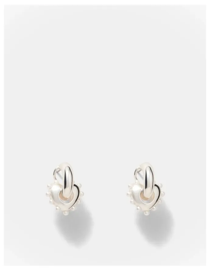 Mimco Adore Heart Hoop Earrings in Silver
