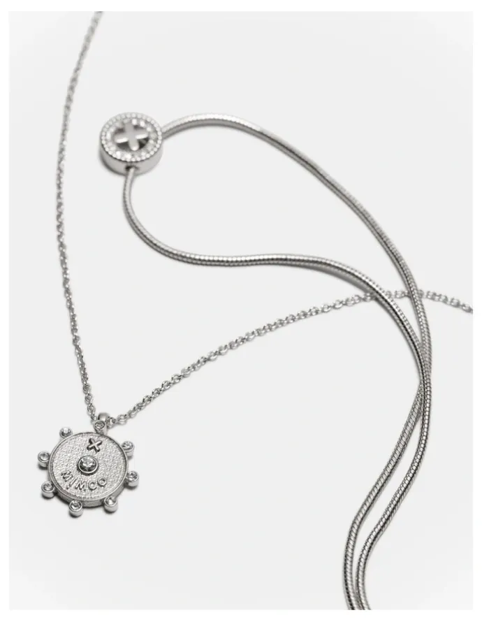 Mimco Amulet Duo Necklace in Silver