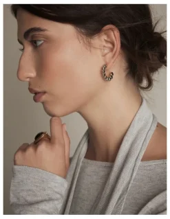 Mimco Fated Heart Hoop Earrings in Silver