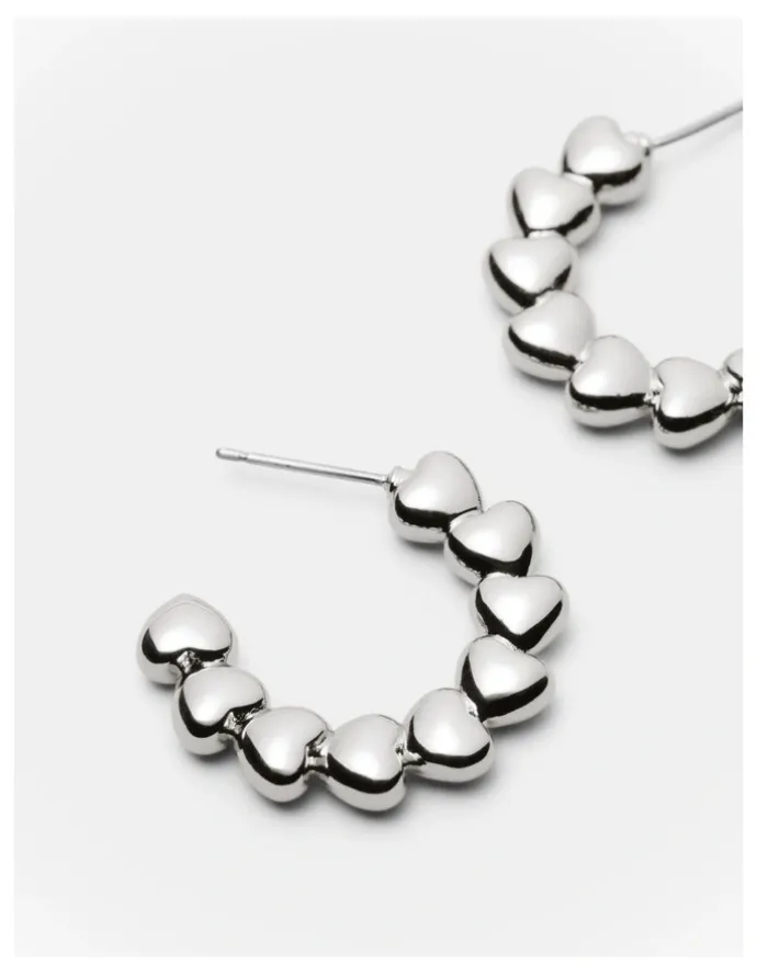 Mimco Fated Heart Hoop Earrings in Silver