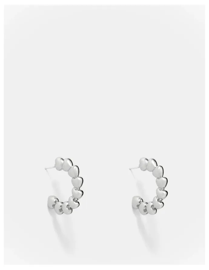 Mimco Fated Heart Hoop Earrings in Silver