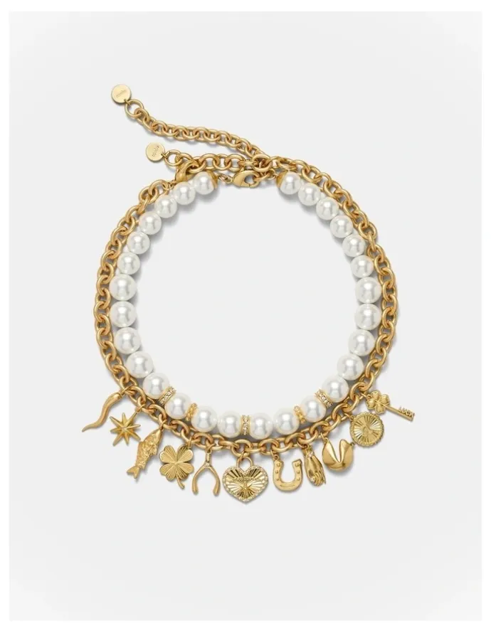 Mimco Fortuna Duo Necklace in Pearl