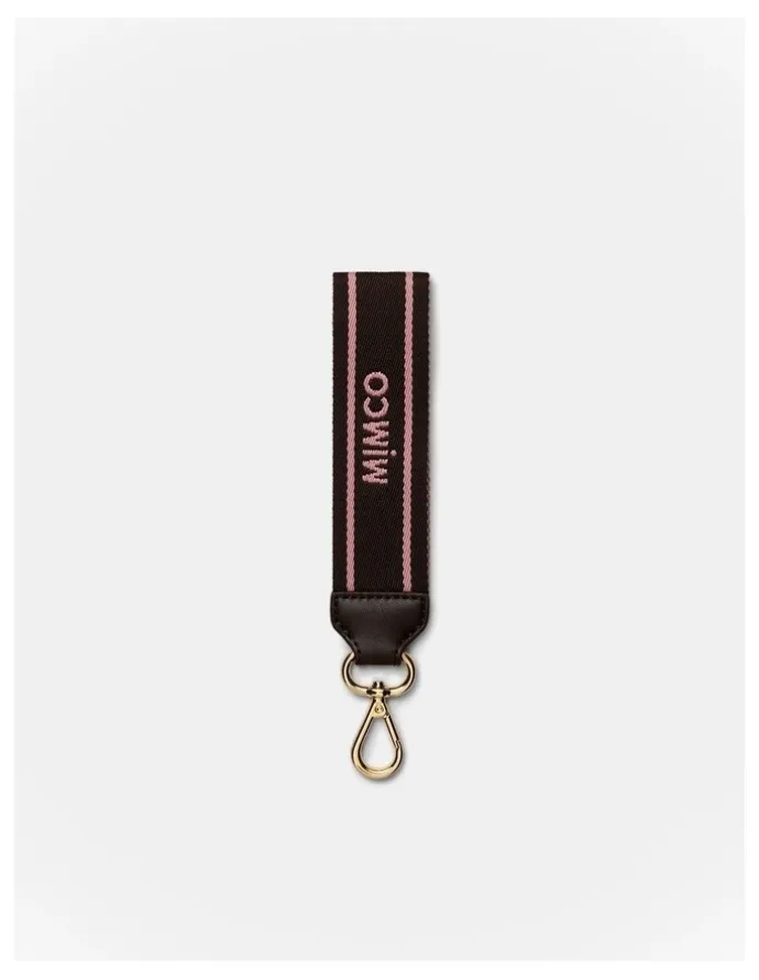 Mimco Multi Stripe Webbing Wrist Strap in Espresso