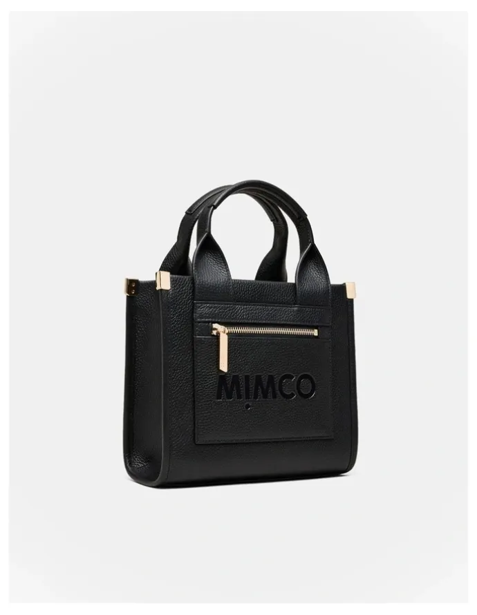 Mimco Patch Leather Mini Tote Bag in Black