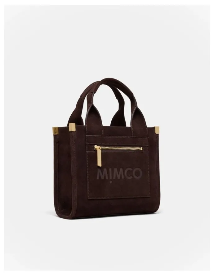 Mimco Patch Leather Mini Tote Bag in Chocolate