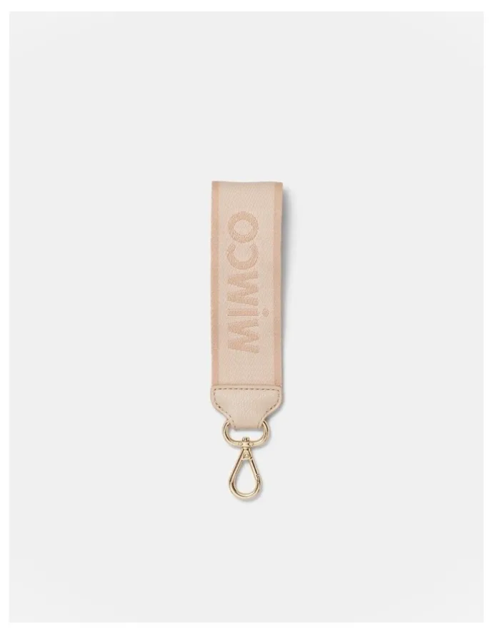 Mimco Stripe Webbing Wrist Strap in Biscuit