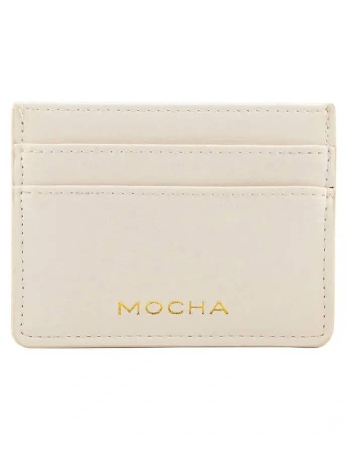 Mocha Avery Simple Card Holder in Cream