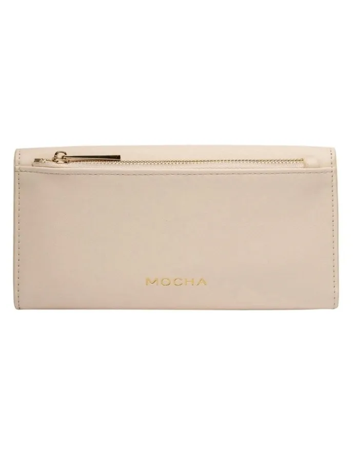 Mocha Daisy Long Wallet in Cream
