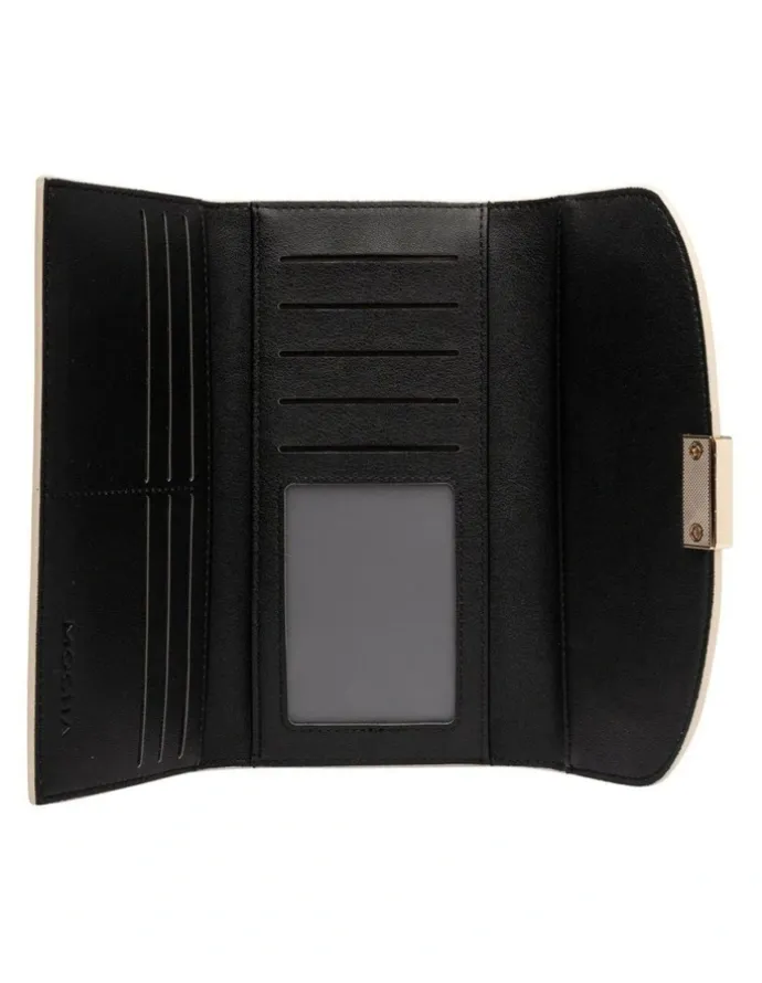 Mocha Daisy Long Wallet in Cream