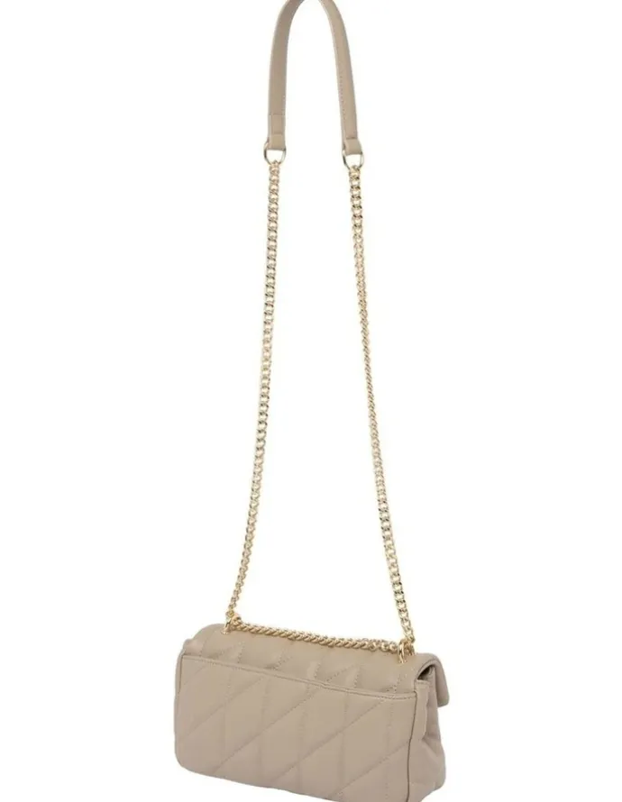 Mocha Isabella Quilted Crossbody Bag in Nude