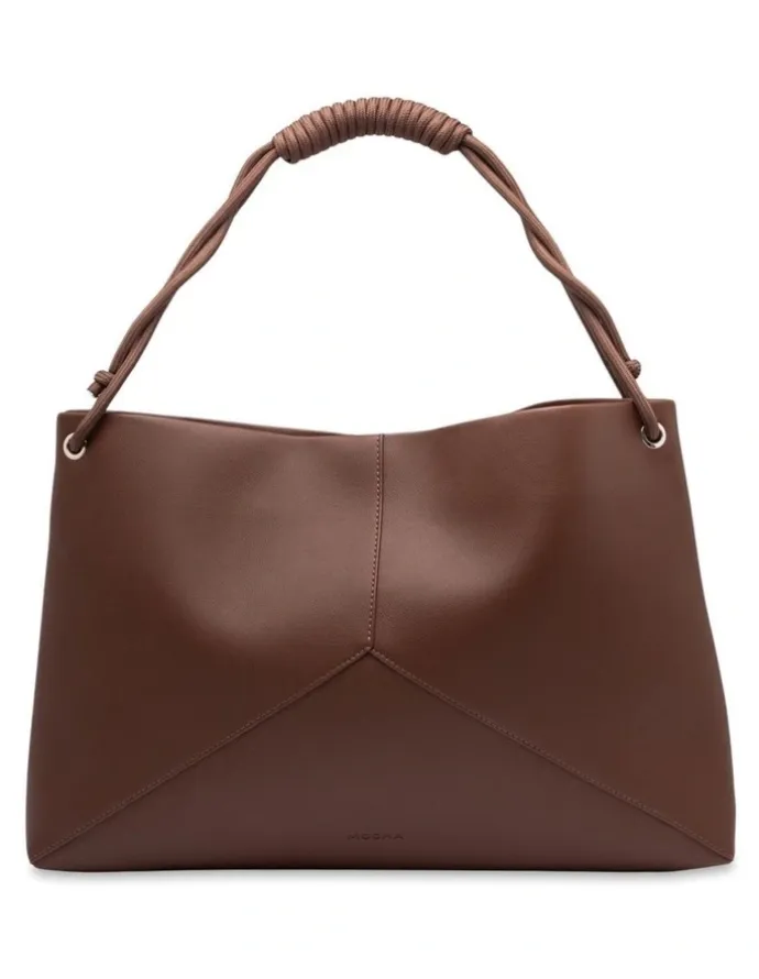 Mocha Lina Knotted Shoulder Bag in Dark Chocolate